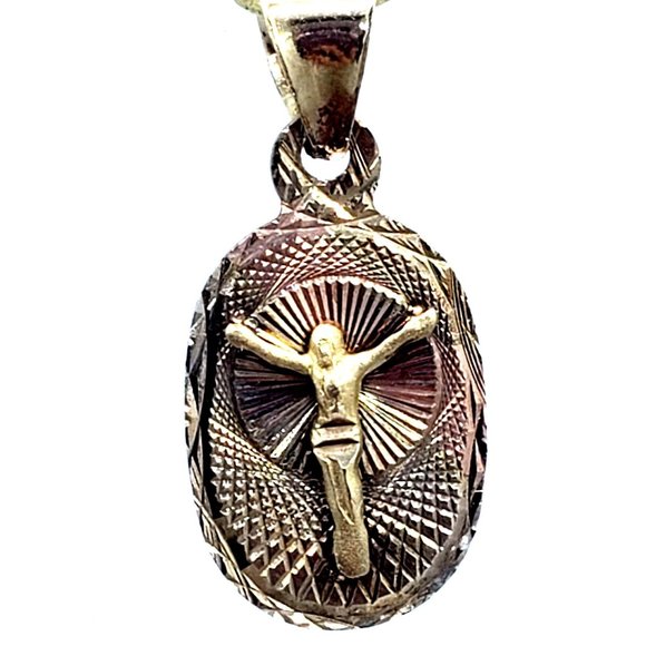 14K Solid Gold Jesus Pendant, 20 mm Real Gold Jesus Christ Pendant, Small Crucif - Picture 7 of 14